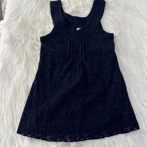 Free People womens blue lace blouse M sheer deco neckline boho sexy